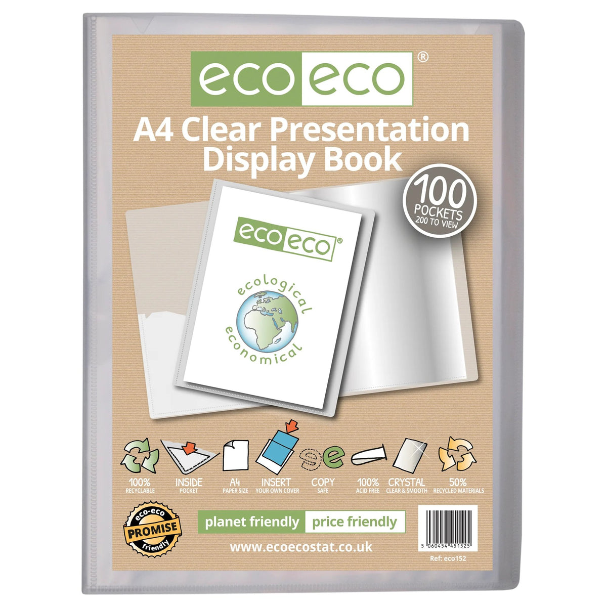 A4 50% Recycled Clear 100 Pocket Present