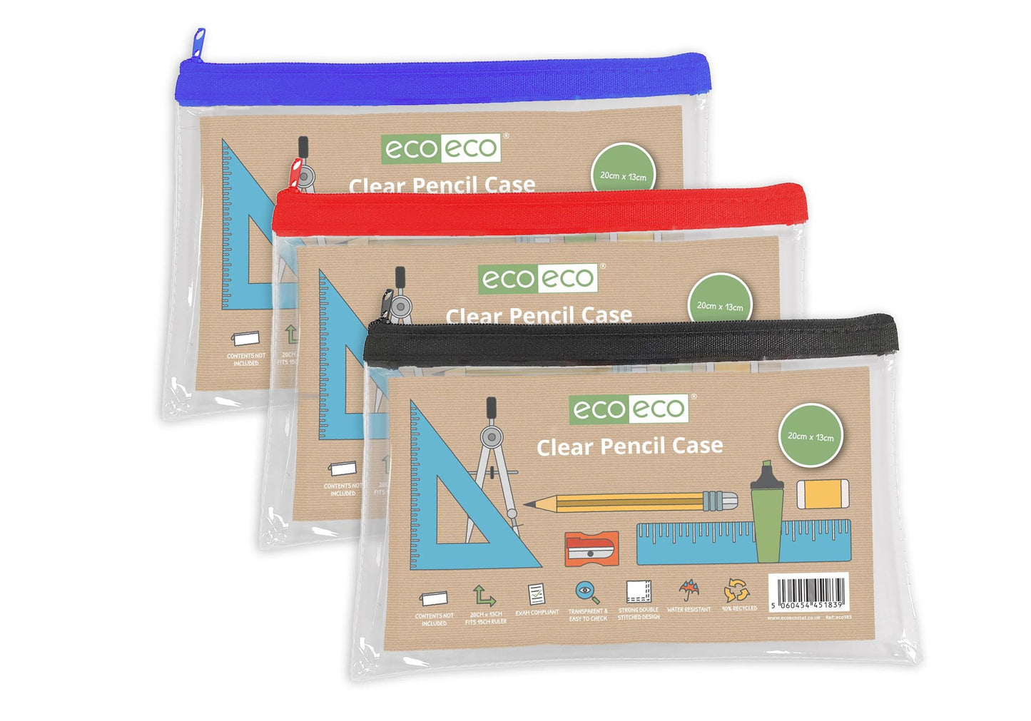 90% Recycled Clear Flat Pencil Case - 20