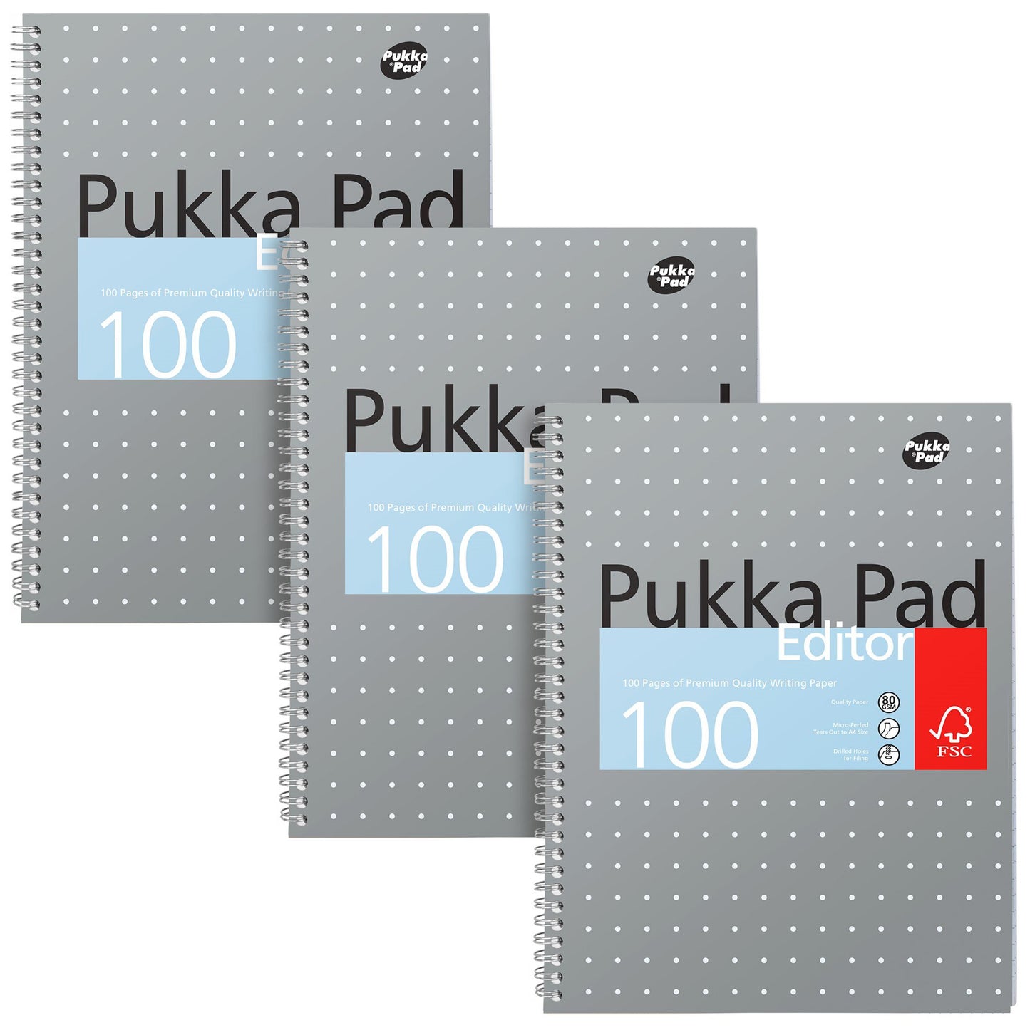 Pukka Pad Editor Metallic A4 Wirebound Hardcover Notepad 100 80GSM Ruled Sheets (3)