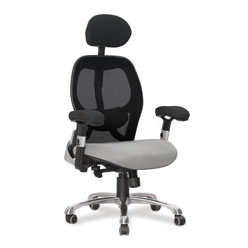 Nautilus Designs Ergo Luxury High Back Ergonomic Mesh Executive Operator Office Chair Black/Grey - Certified for 24 Hour Use - DPA/ERGO/BK-GY DD