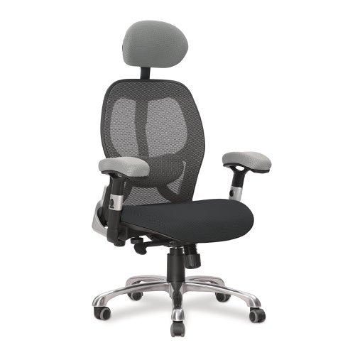 Nautilus Designs Ergo Luxury High Back Ergonomic Mesh Executive Operator Office Chair Grey/Black - Certified for 24 Hour Use - DPA/ERGO/GY-BK DD