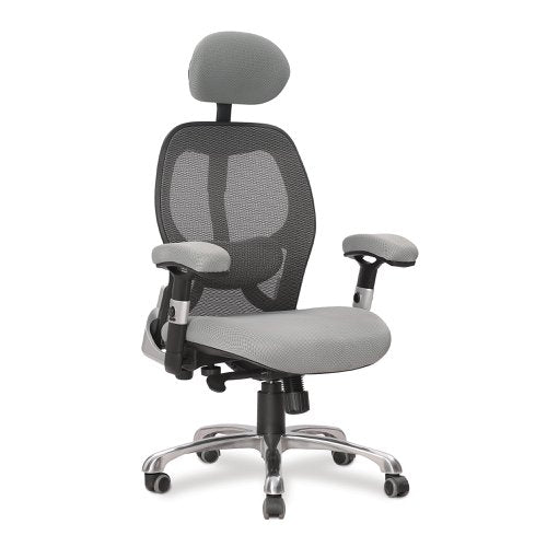 Nautilus Designs Ergo Luxury High Back Ergonomic Mesh Executive Operator Office Chair Grey - Certified for 24 Hour Use - DPA/ERGO/GY DD