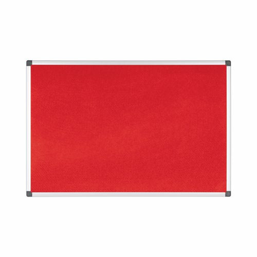 Bi-Office Maya Red Felt Noticeboard Aluminium Frame 900x600mm - FA0346170