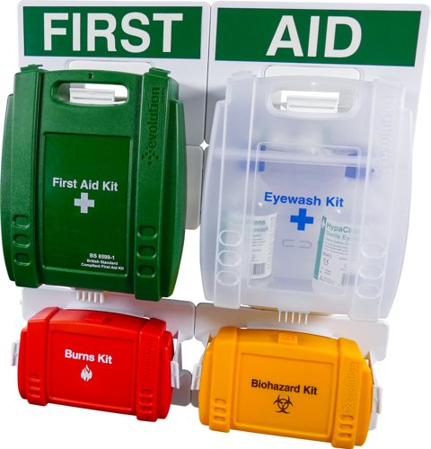 BS8599 Compliant Complete First Aid Point Small For Eyes Burns Biohazard and General First Aid - FAP33SM