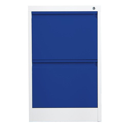 Phoenix FC Series 2 Drawer Filing Cabinet Grey Body Blue Drawers with Key Lock - FC1002GBK DD