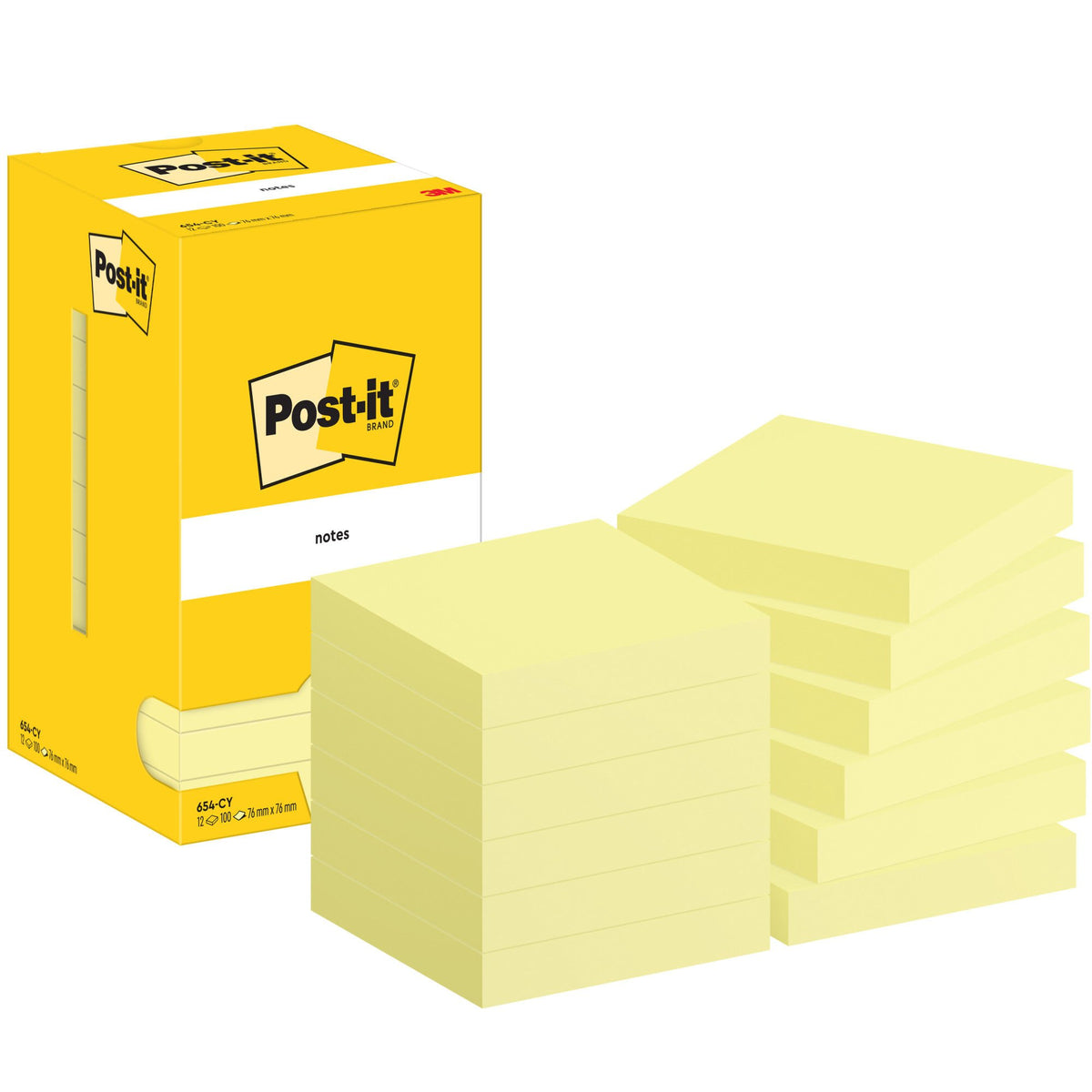 Post-it Notes, Canary Yellow, 76 mm x 76