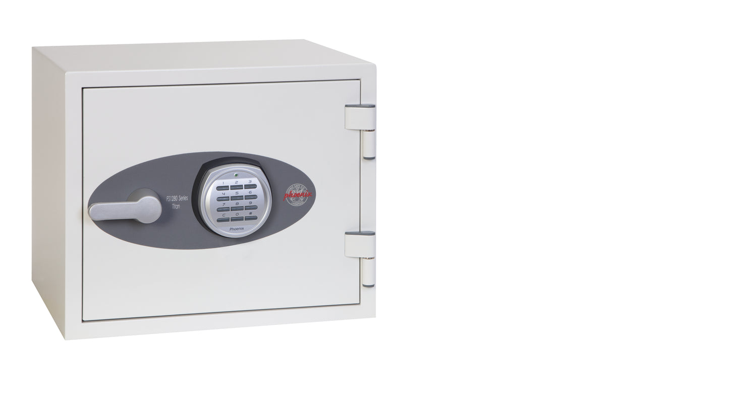 Phoenix Titan Size 1 Fire and Security Safe Electronic Lock White FS1281E DD