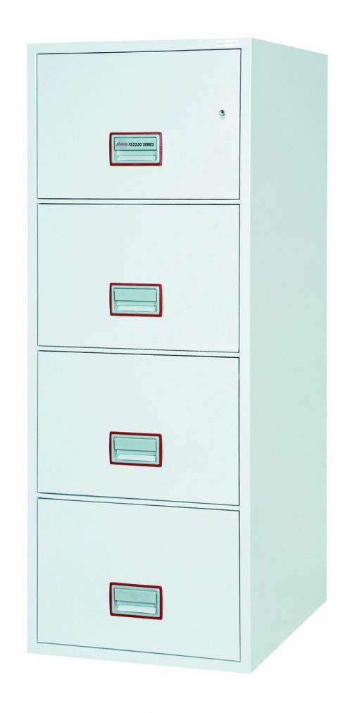 Phoenix Vertical Fire File 4 Drawer Filing Cabinet Key Lock White FS2254K DD