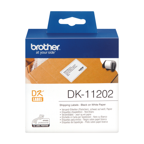 Brother Black on White Shipping Label Roll 62mm x 100mm (Pack 300 Labels) - DK11202