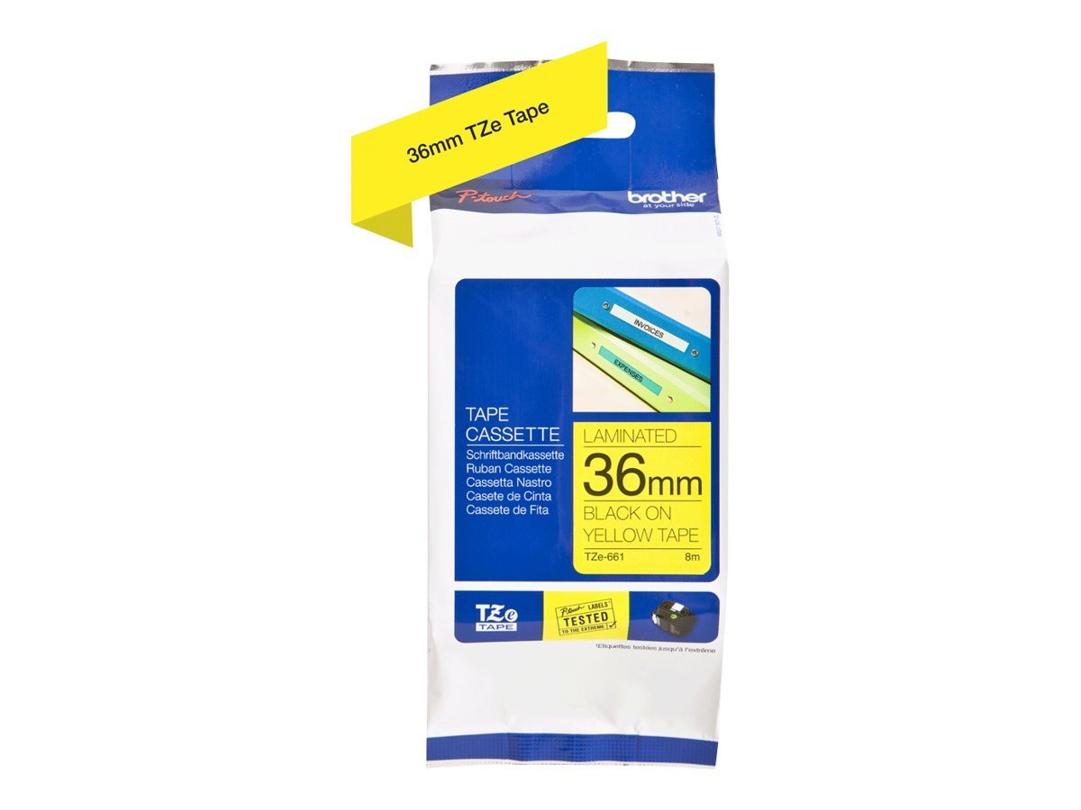 Brother Black On Yellow Label Tape 36mm x 8m - TZE661