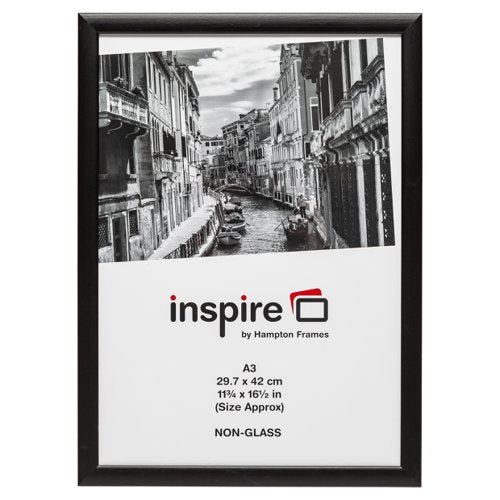 Photo Album Co Poster/Photo Frame A3 Wood Frame Plastic Front Black - PAWFA3B-BLK