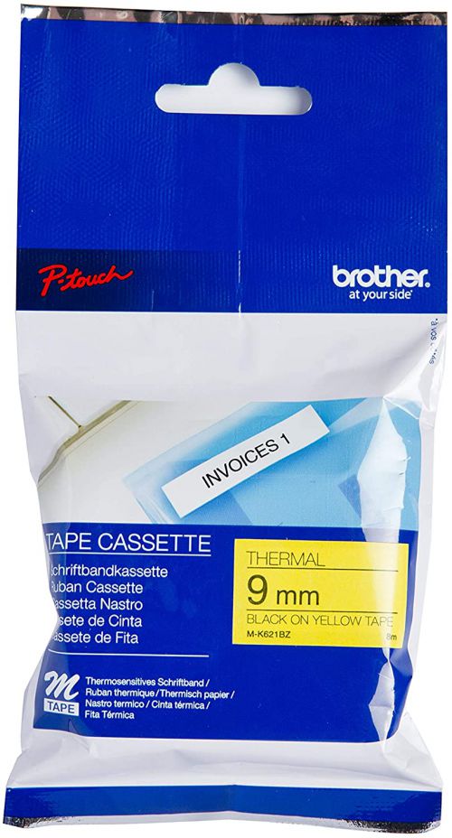 Brother Black On Yellow Ptouch Ribbon 9mm x 8m - MK621BZ