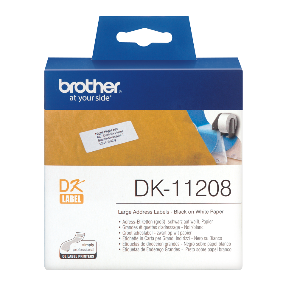 Brother Large Address Label Roll 38mm x 90mm (Pack 400 Labels) - DK11208