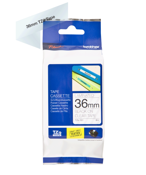 Brother Black On Clear Label Tape 36mm x 8m - TZE161