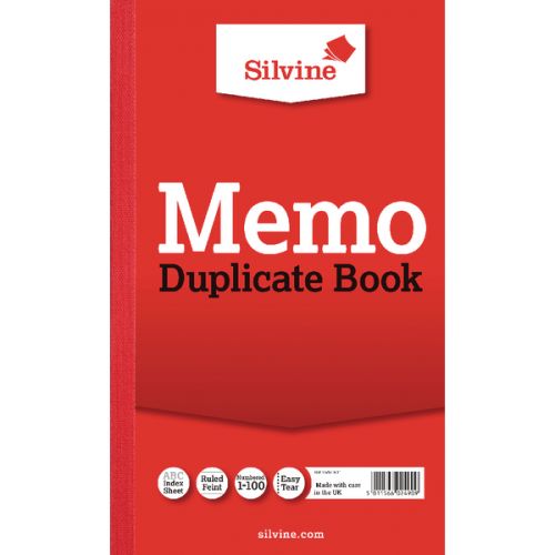 Silvine 210x127mm Triplicate Memo Book Carbon Ruled 1-100 Taped Cloth Binding 100 Sets (Pack 6) - 605