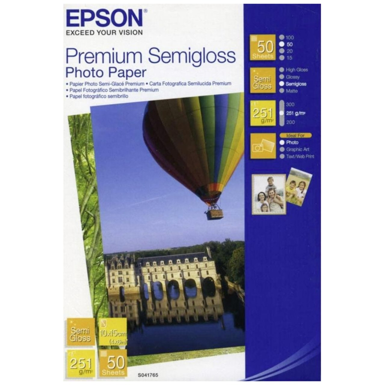 Epson Semi Glossy Photo Paper 10 x 15cm (Pack 50) - C13S041765