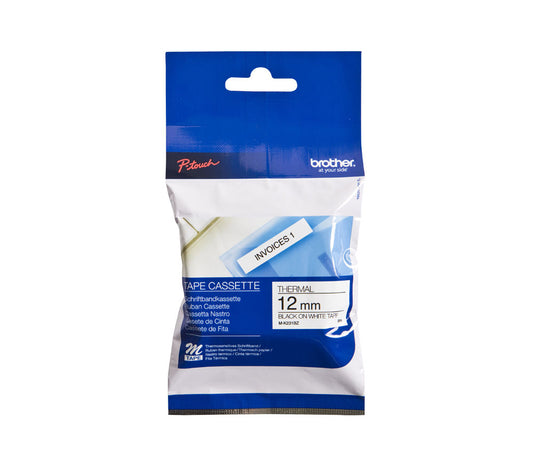 BLACK ON WHITE LABELLING TAPE 12MM