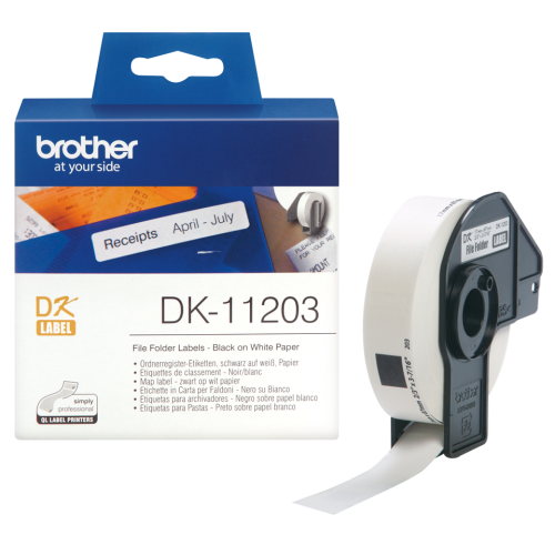 Brother File Folder Labels 17mm x 87mm (Pack 300 Labels) - DK11203
