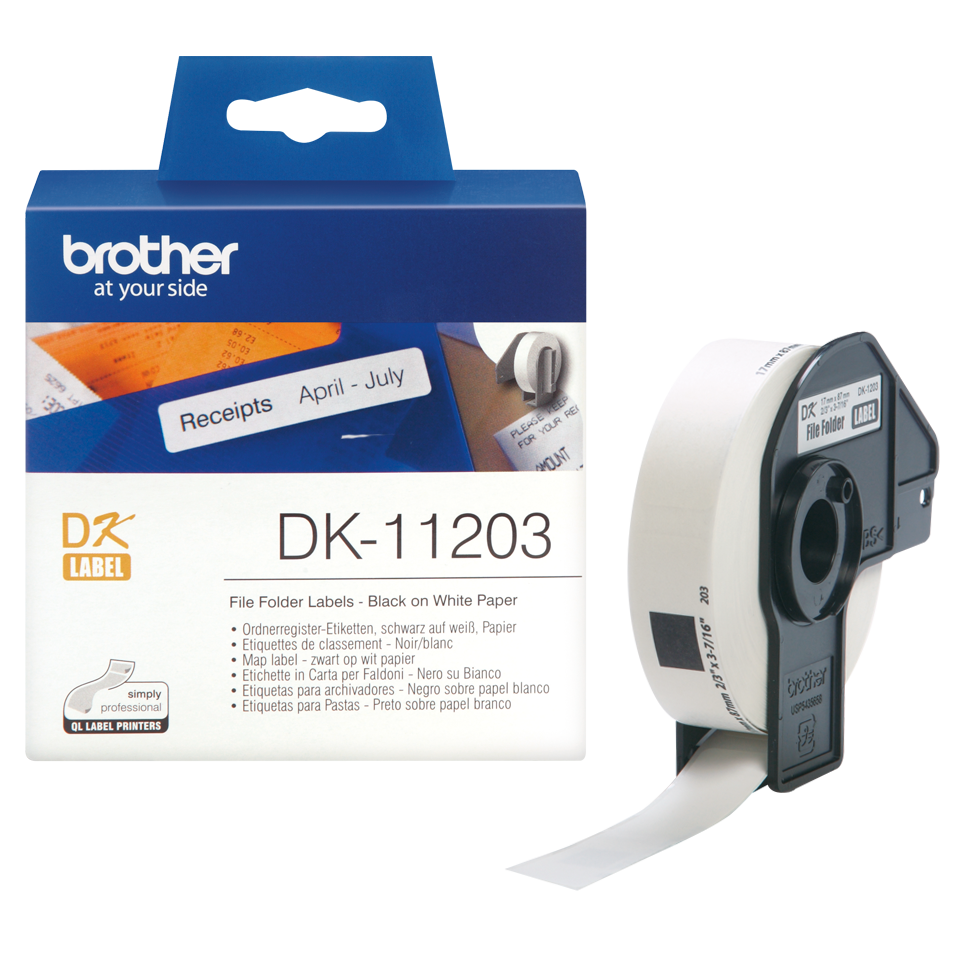 Brother File Folder Labels 17mm x 87mm (Pack 300 Labels) - DK11203