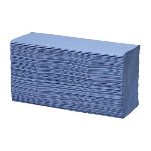 Maxima Green Hand Towel Z Fold 1 Ply Blue 250 Sheets Per Sleeve (Pack 3000 Sheets) - 1104063