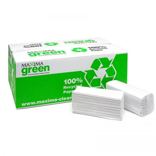 Maxima Green 2 Ply C Fold Hand Towels White 162 Sheets Per Sleeve (305mm x 217mm) (Pack 15 sleeves 2430 sheets) -  1104061