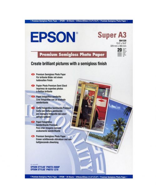 Epson A3 Plus Semi Gloss Photo Paper (Pack 20) - C13S041328