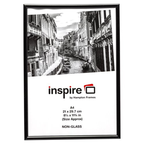 Photo Album Co A4 Certificate Frame Plastic Black - A4MARBLK-NG