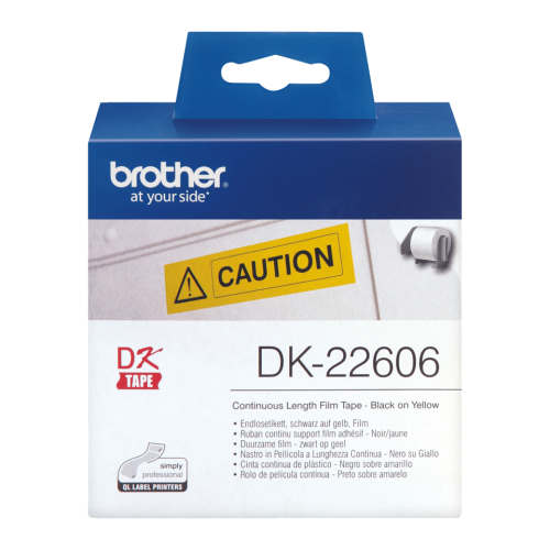 Brother Black On Yellow Film Tape 62mm x 15.24m - DK22606