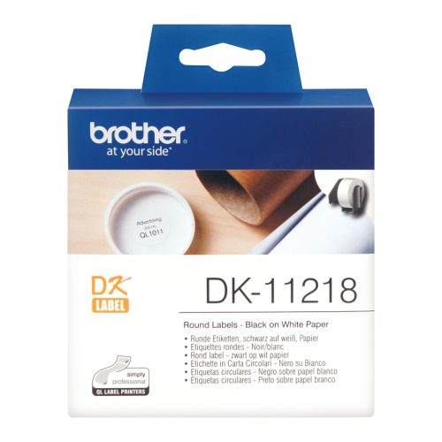 Brother Black On White Round 24mm Labels (Pack 1000 Labels) - DK11218