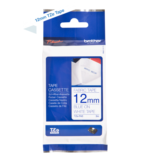 Brother Blue On White Label Tape 12mm x 3m - TZEFA3
