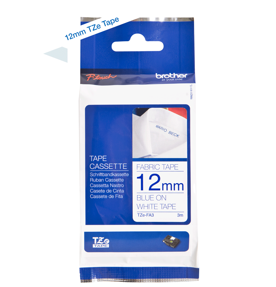 12MM BLUE ON WHITE TAPE