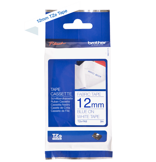 12MM BLUE ON WHITE TAPE