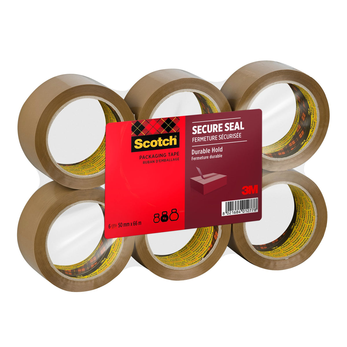 Scotch Secure Seal Packaging Tape, Brown
