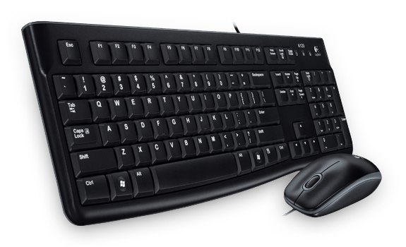 Original Logitech Desktop MK120 Keyboard Mouse included USB Qwerty English Black