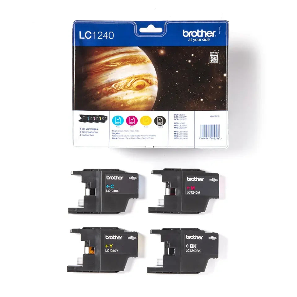 Brother Black Cyan Magenta Yellow Standard Capacity Ink Cartridge Multipack 14ml + 3 x 7ml (Pack 4) - LC1240VALBP