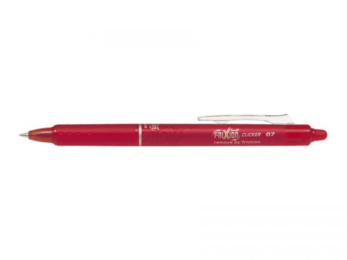 Pilot FriXion Clicker Erasable Retractable Gel Rollerball Pen 0.7mm Tip 0.35mm Line Red (Pack 12) - 229101202