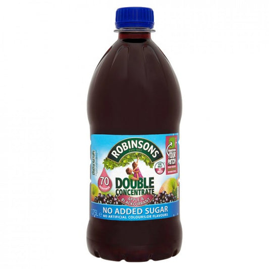 Robinsons Double Concentrate No Added Sugar Apple and Blackcurrant Squash 1.75 Litre (Pack 2) - 0402047