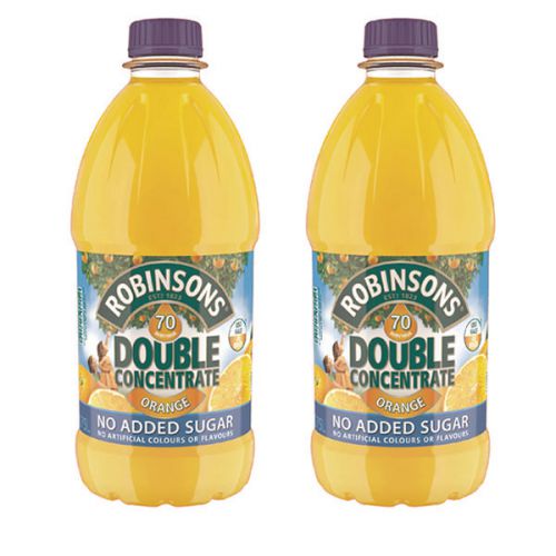 Robinsons Double Concentrate No Added Sugar Orange Squash 1.75 Litre (Pack 2) - 0402046