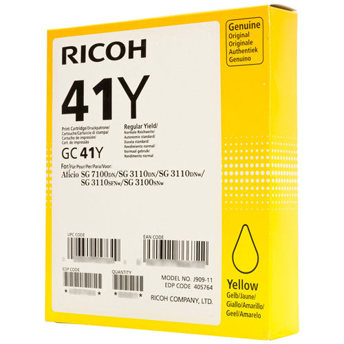 RICOH 405768 SG2100 GC 41 Yellow Gel Ink