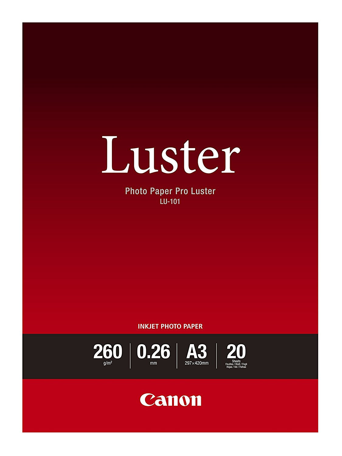 Canon LU-101 A3 Luster Paper Sheets (Pack 20) - 6211B007