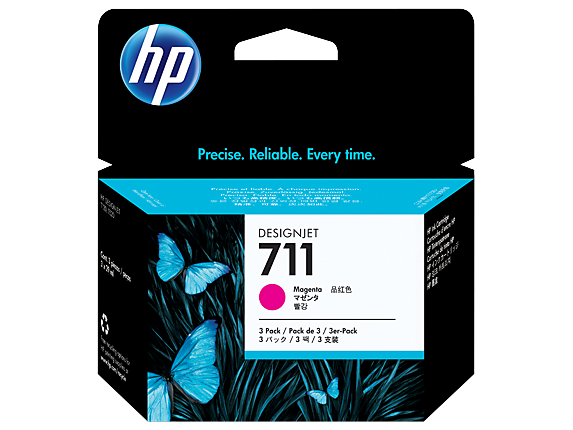 HP 711 Magenta Standard Capacity Ink Cartridge Multipack 3 x 29 ml (Pack 3) - CZ135A