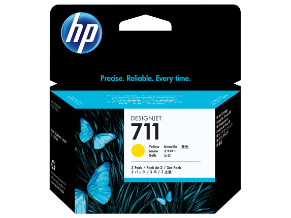 HP 711 Yellow Standard Capacity Ink Cartridge Multipack 3 x 29 ml (Pack 3) - CZ136A