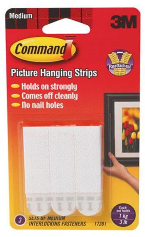 3M Command Medium Picture Hanging Strips White (Pack 4) - 7100235864