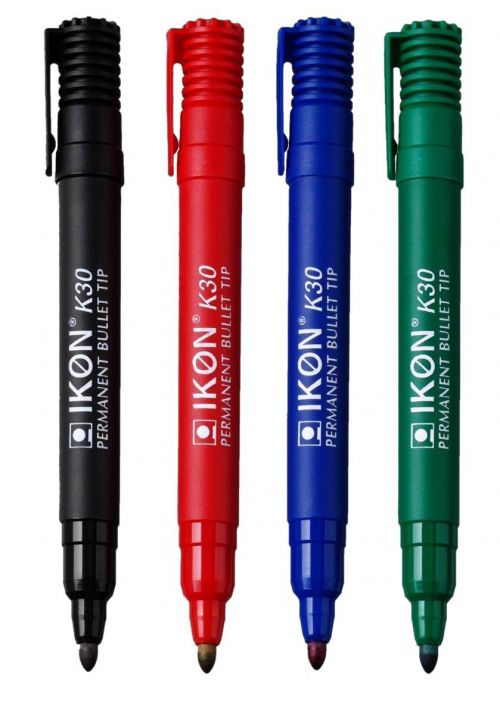 ValueX Permanent Marker Bullet Tip 2mm Line Assorted Colours (Pack 4) - K30-WLT4