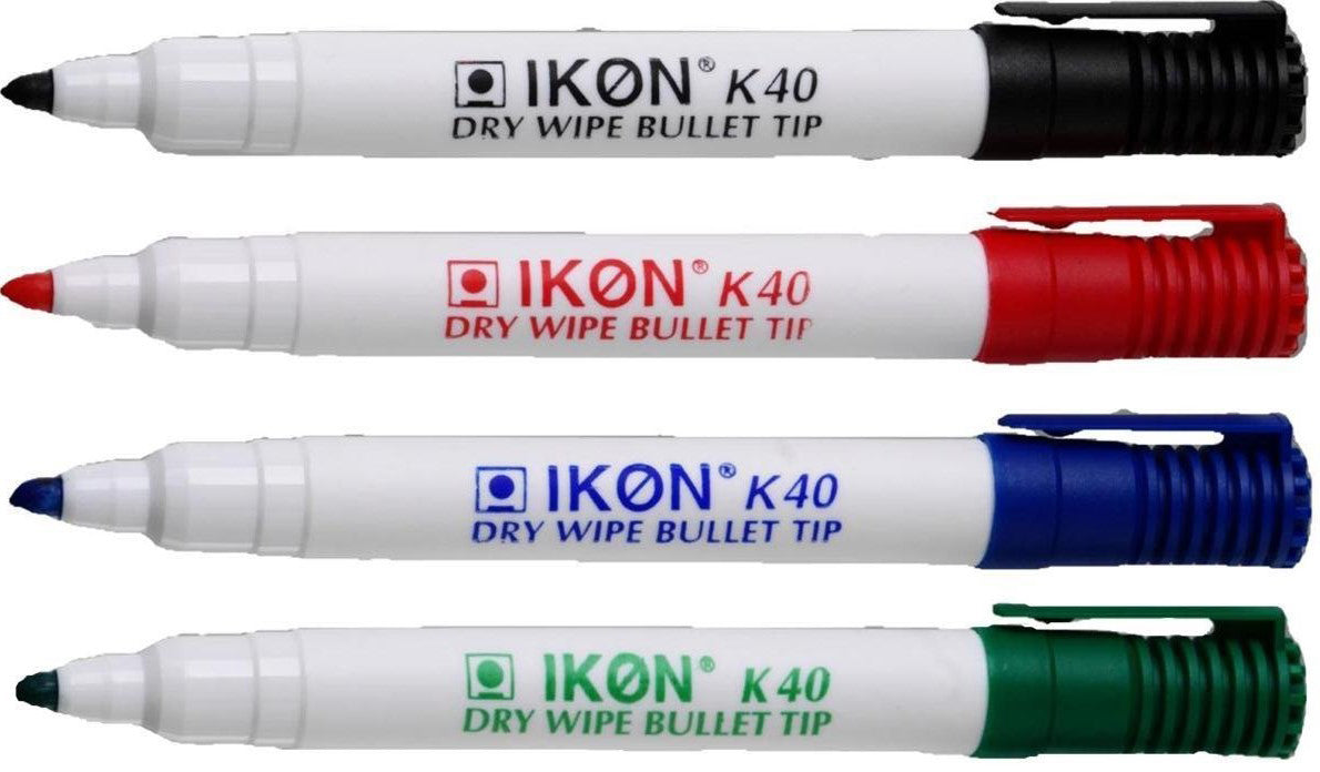 ValueX Whiteboard Marker Bullet Tip 2mm Line Assorted Colours (Pack 4) - K40-WLT4