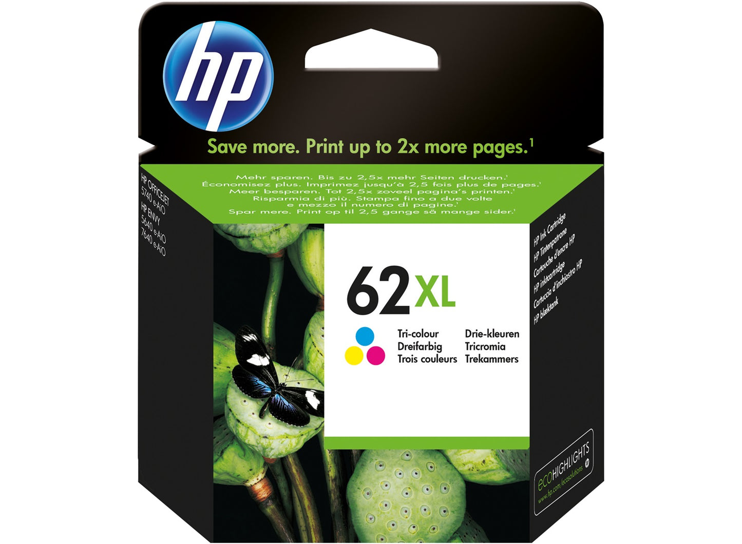 Original HP 62XL High Capacity Tri-Colour Original Ink Cartridge C2P07AE