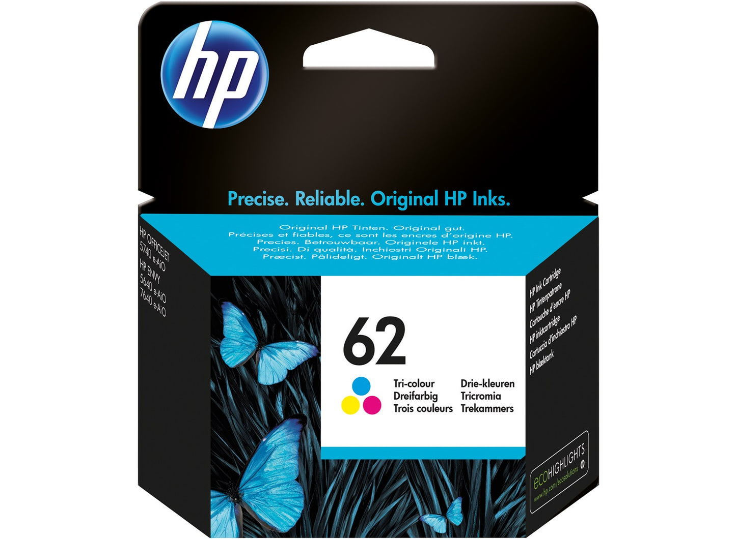 Original HP 62 Tri-Colour Original Ink Cartridge C2P06AE
