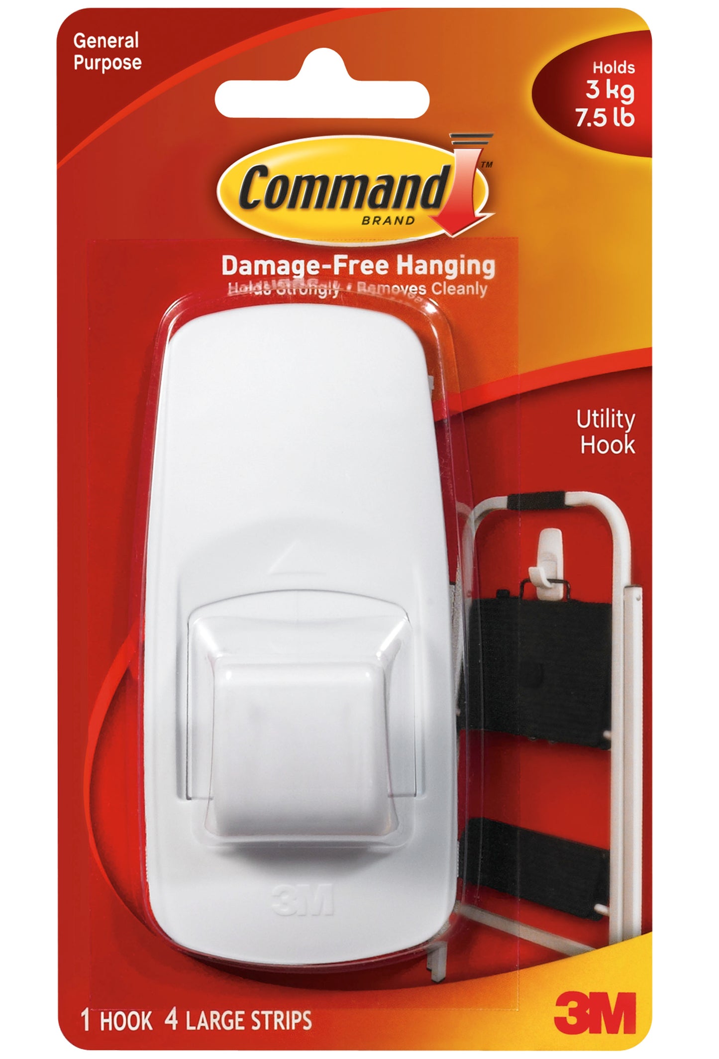 3M Command Jumbo Utility Hook With Command Adhesive Strips White (Each) - 7100134362