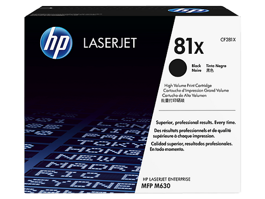 HP 81X Black High Yield Toner 25K pages for HP LaserJet Enterprise M605/M606/M630 (Not compatible with the M604 series) - CF281X