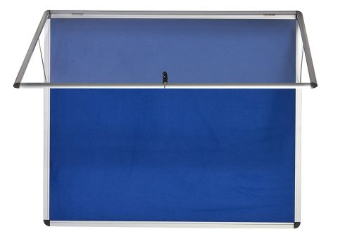 Bi-Office Fire Retardant Blue Felt Lockable Noticeboard Display Case 6 x A4 656x603mm - ST340101150 DD